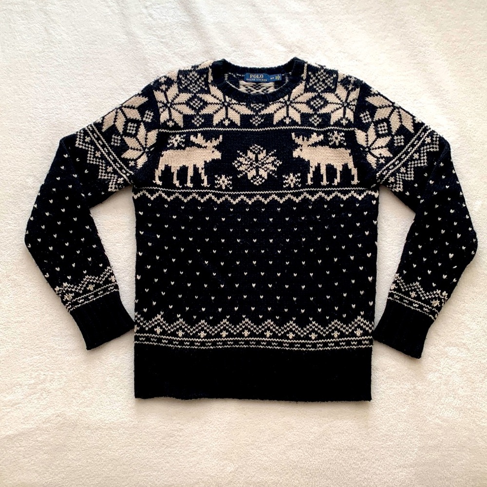 Polo Ralph Lauren Holiday Sweater with Snowflake and Reindeer Pattern